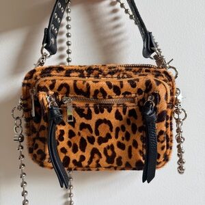 Leopard Print Crossbody Bag with Black Accents